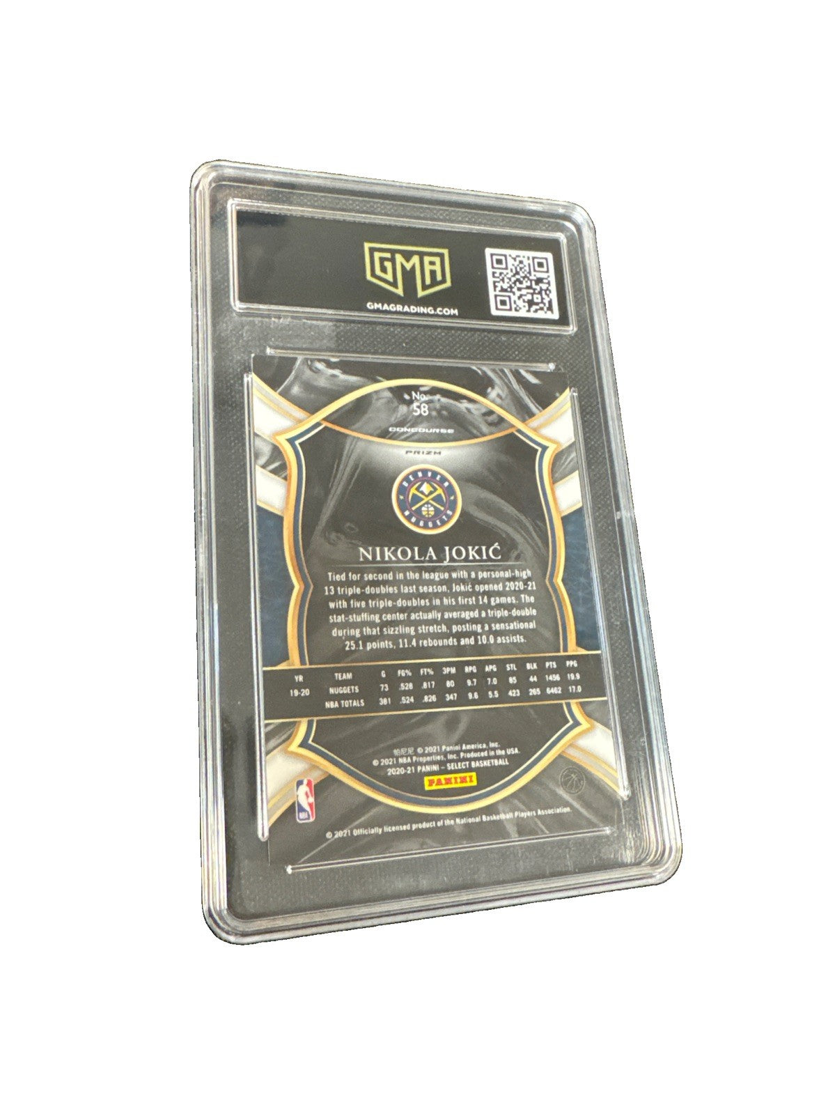2020 Select Nikola Jokic #58 Concourse Red White Orange Shimmer Prizm GMA 10