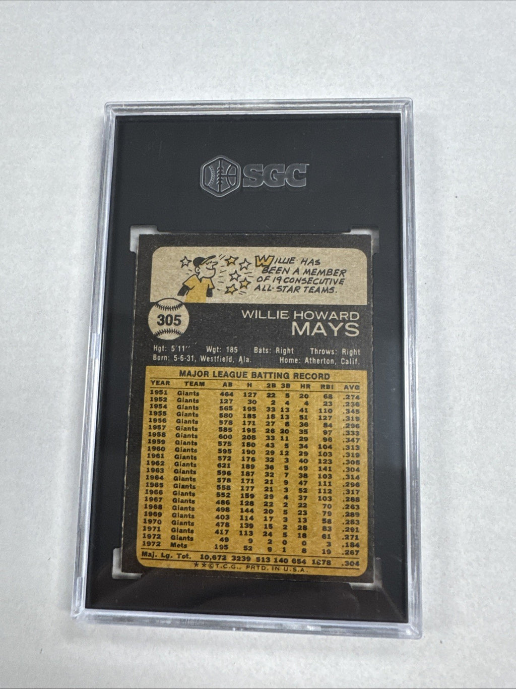1973 Topps - Willie Mays #305 SGC 8
