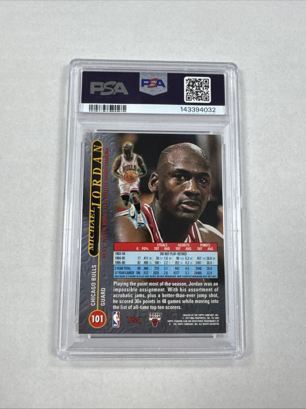 1996-97 Topps Stadium Club - Michael Jordan #101 PSA 8