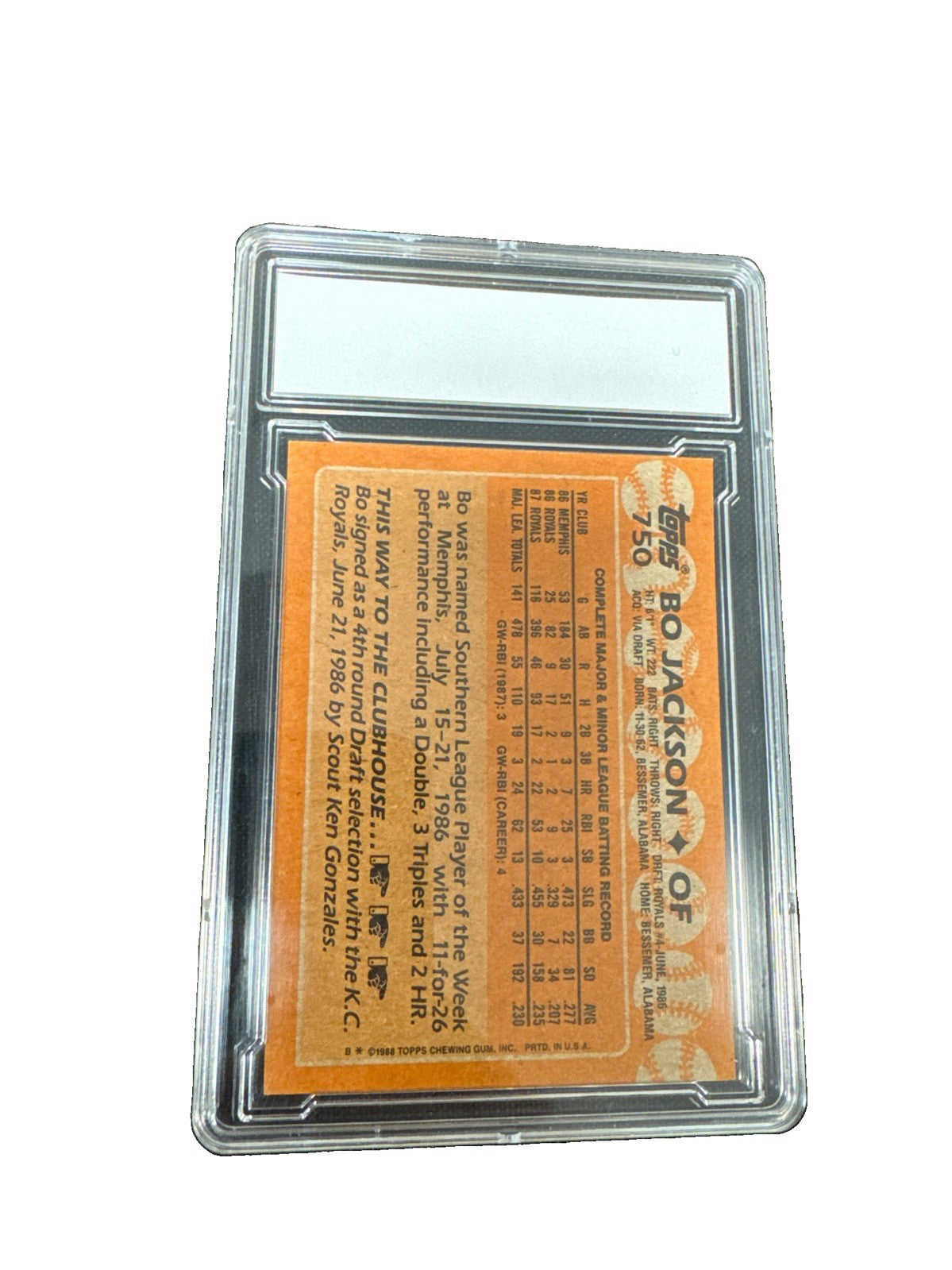 1988 Topps - Bo Jackson #750