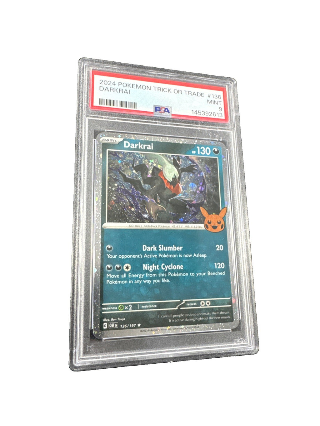 Darkrai (Cosmos Holo) 136/197 Trick or Trade 2024 Holo PSA 9