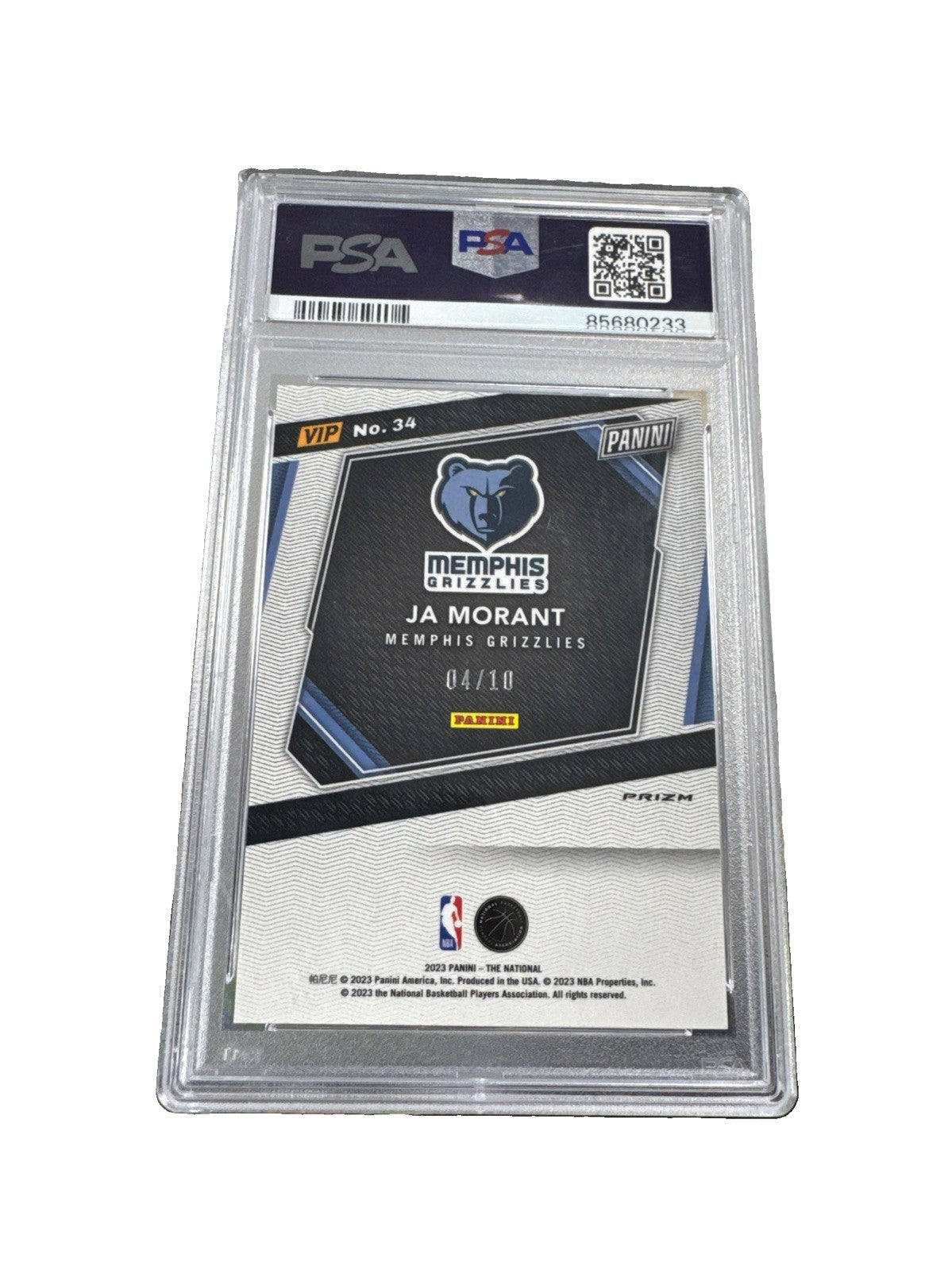 2023 Panini NSCC VIP Gold Ja Morant /10 PSA 10