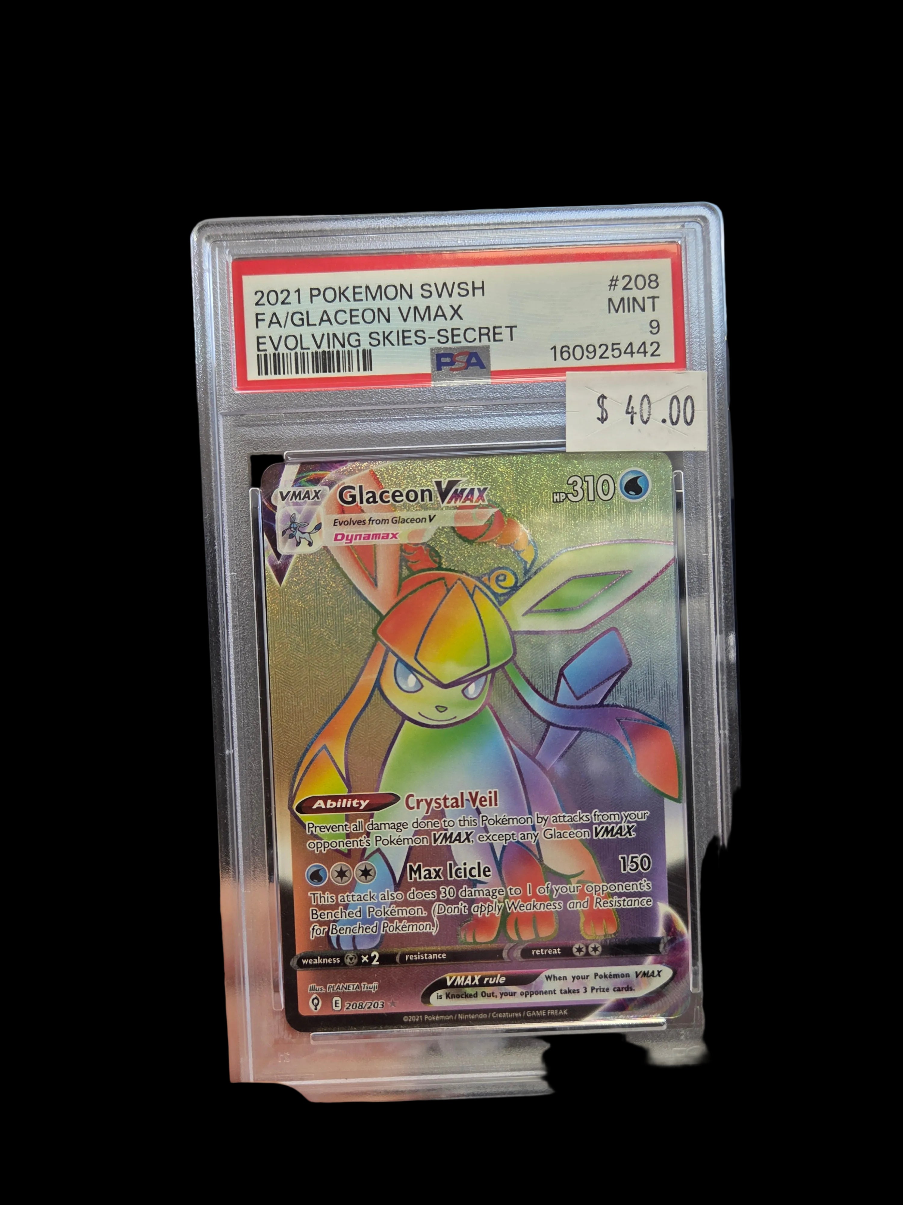 2021 POKÉMON SWSH FA/ GLACEON VMAX EVOLVING SKIES- SECRET