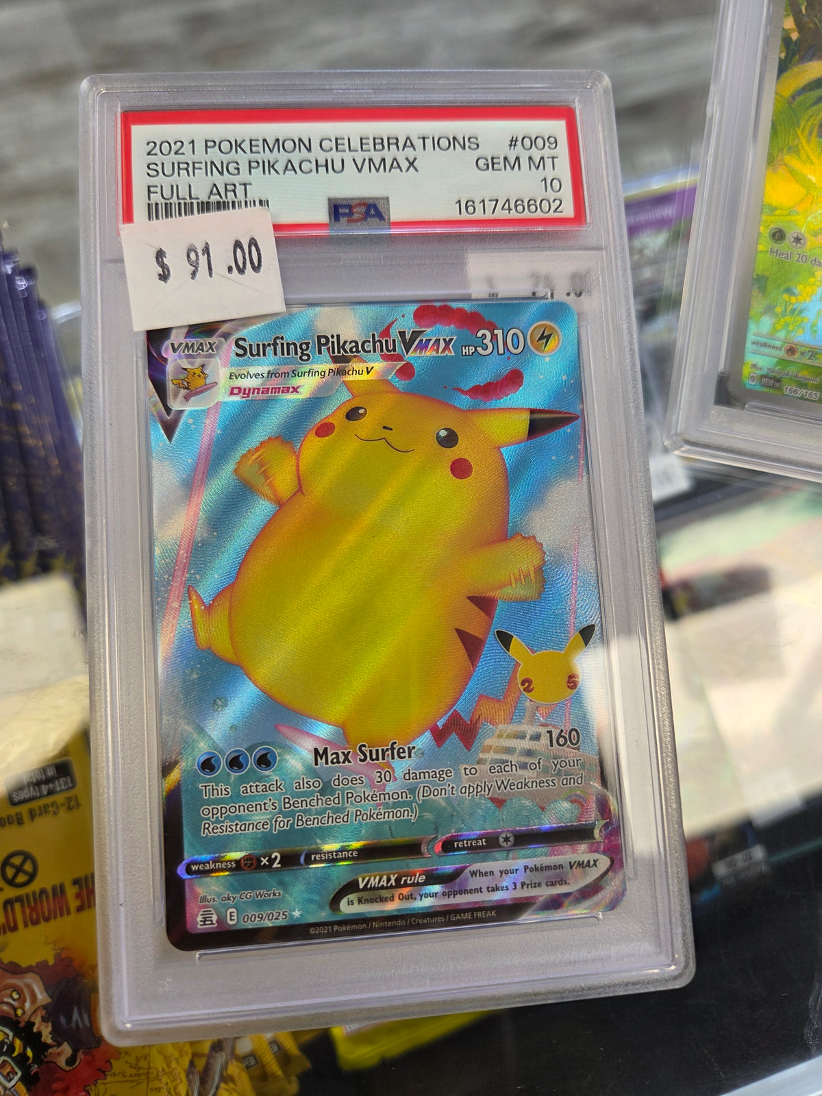 2021 POKÉMON CELEBRATIONS SURFING PIKACHU VMAX FULL ART