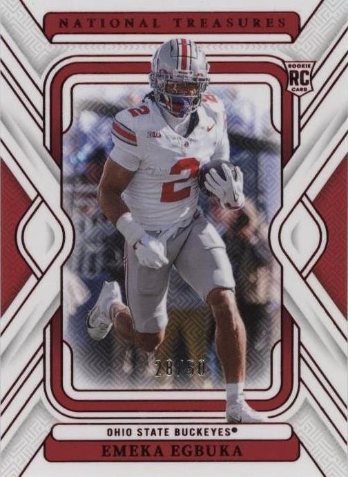 2025 Panini National Treasures Collegiate - Emeka Egbuka #8 Red /50 (RC)